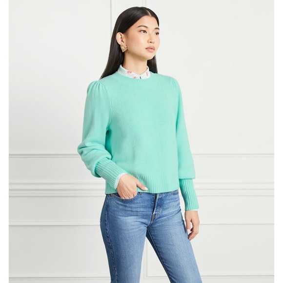 Hill House The Cropped Silvie Merino Wool Sweater in Ocean Wave Size S - Picture 1 of 12